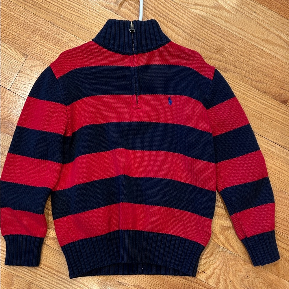 Polo by Ralph Lauren Boy’s Zip-Up Sweater in Red and Navy